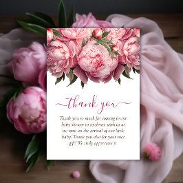Pink Peonies Baby Dusche Danke