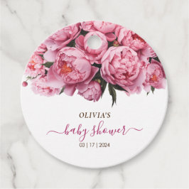 Pink Peonies Baby Dusche Geschenkanhänger