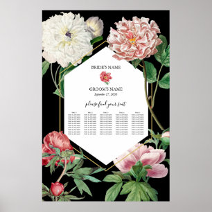 Pink Peonies Blume Hochzeitskizze Poster
