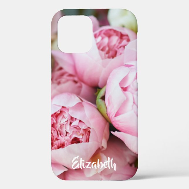 Pink Peonies Blume Personalisiert Case-Mate iPhone Hülle (Rückseite)