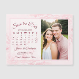 Pink Peonies Calendar & Photo Save the Date Magnet