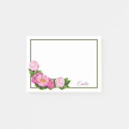 Pink Peonies Corner Border Post-It Notes Klebezettel