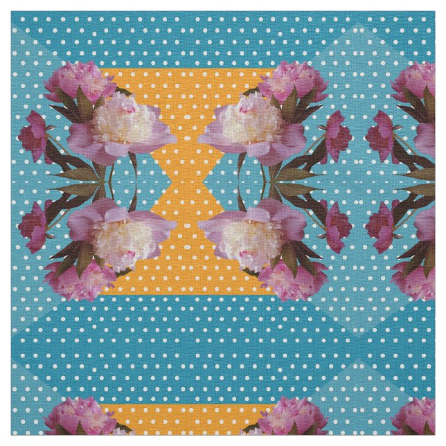 Pink Peonies & Dots Custom Elfenbeingewebe Stoff (Muster)