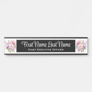 Pink Peonies Floral Office Türschilder Name Plate Türschild