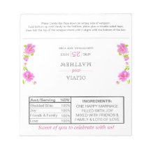 Pink Peonies Floral Wedding Candy Wrappers