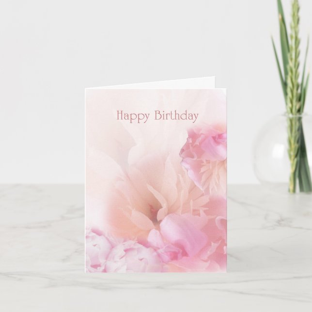 Pink Peonies Happy Birthday Karte (Vorderseite)