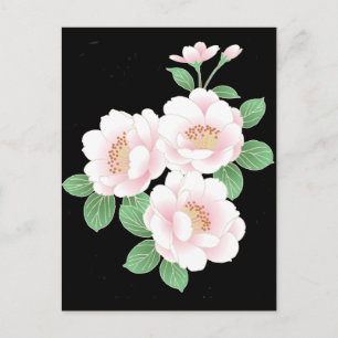 Pink Peonies Japanisch Floral Kimono Postkarte
