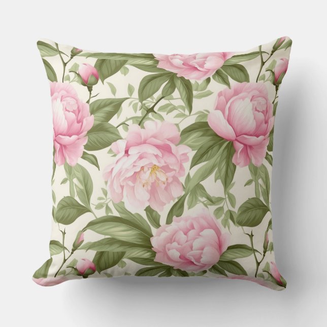 Pink Peonies Kissen (Vorderseite)