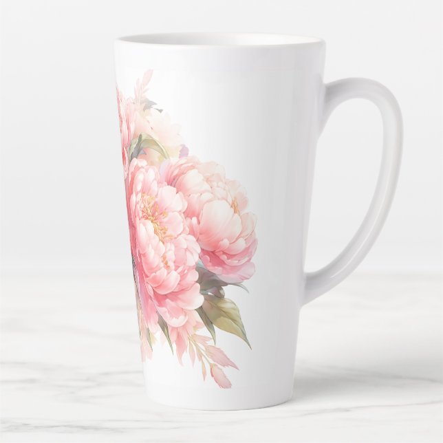 Pink Peonies Latte Tasse (Rechts)
