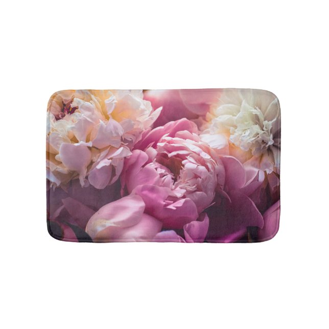 Pink Peonies: Luxuriöse florale Kunst. Badematte (Vorderseite)
