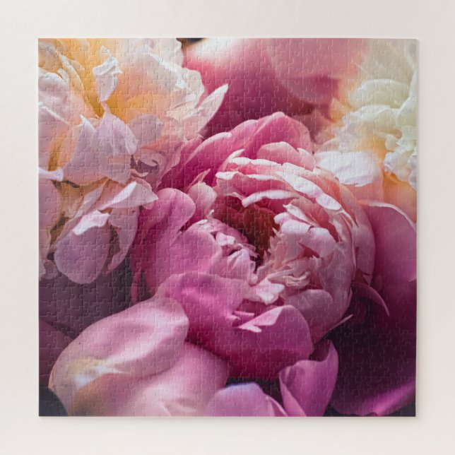 Pink Peonies: Luxuriöse florale Kunst. Puzzle (Vertikal)