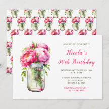 Pink Peonies Mason Jar Geburtstagsparty