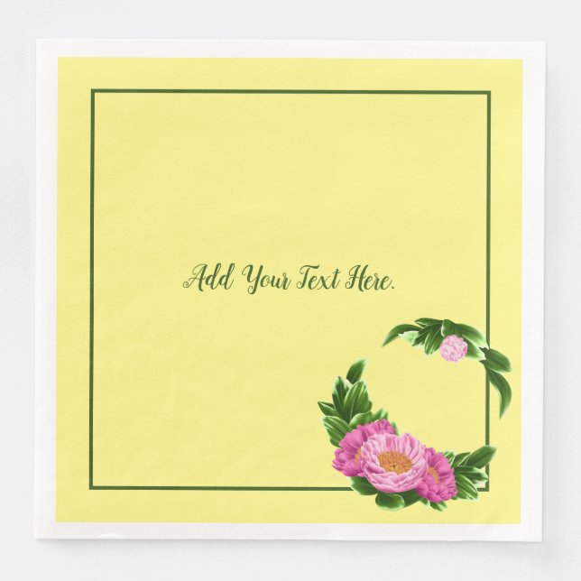 Pink Peonies Paper Napkin Serviette (Vorderseite)