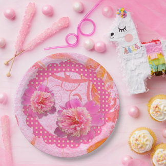 Pink Peonies Pappteller