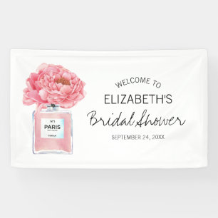 Pink Peonies Parfüm Floral Brautparty Willkommen Banner