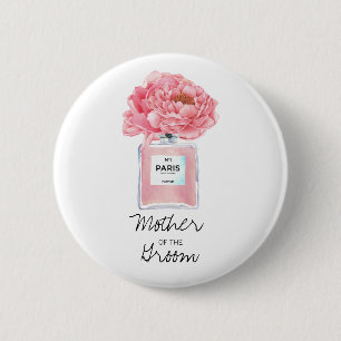Pink Peonies & Parfüm Mutter des Grooms Button