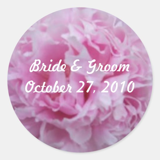Pink Peonies Peony Wedding Stickers (Vorderseite)