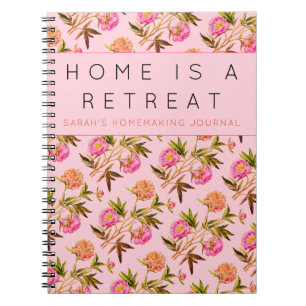 Pink Peonies Personal Homemaking Journal Notizblock
