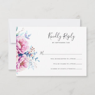 Pink Peonies RSVP-Karte für Aquarellblumen RSVP Karte