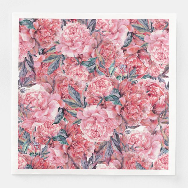 Pink Peonies Serviette (Vorderseite)