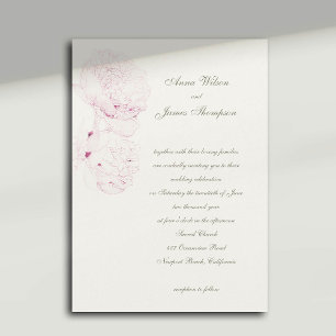 Pink Peonies Sketch Formal Calligrafy Wedding Einladung