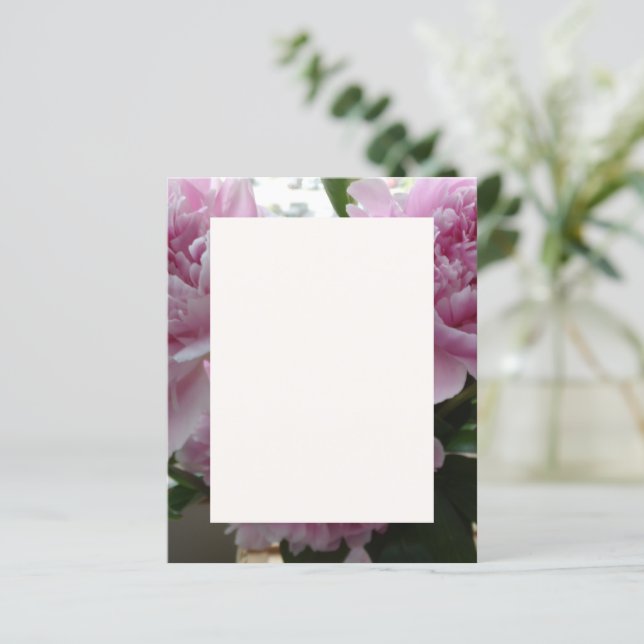 Pink Peonies Stationery Sheet (Stehend Vorderseite)