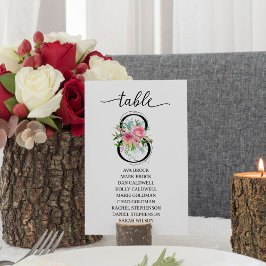 Pink Peonies Tabelle acht Tischnummern