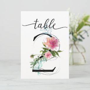 Pink Peonies Tabelle zwei Tischnummern