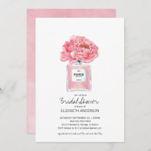 Pink Peonies und Parfüm Floral Brautparty Einladung