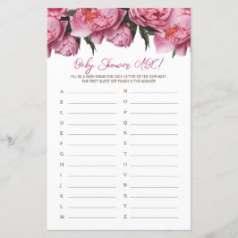 Pink Peonies Watercolor Baby Showspiel ABC