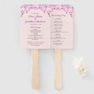 Pink Peonies Watercolor Hochzeit Fächer