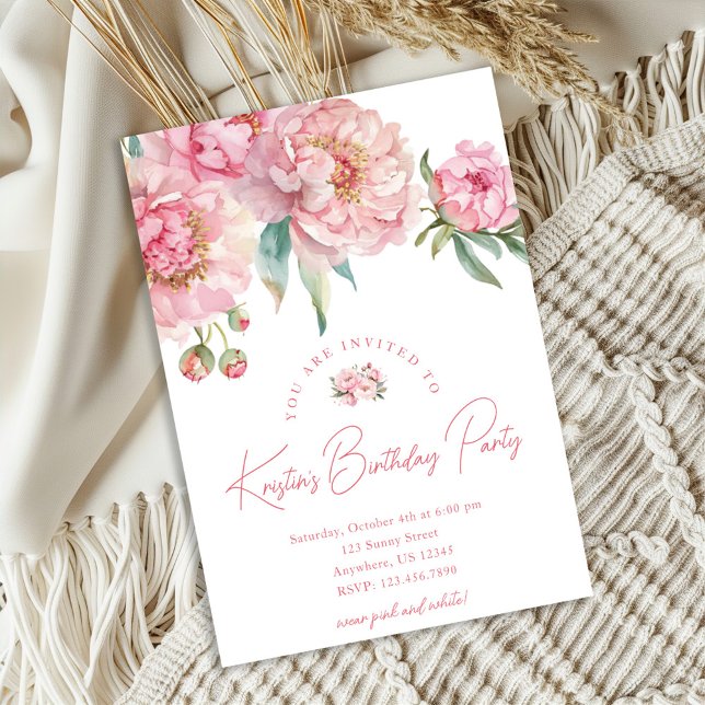Pink Peony 30th Birthday Invitation Einladung (Von Creator hochgeladen)