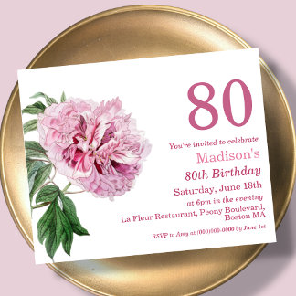 Pink Peony | 80. Budget Geburtstag Einladung