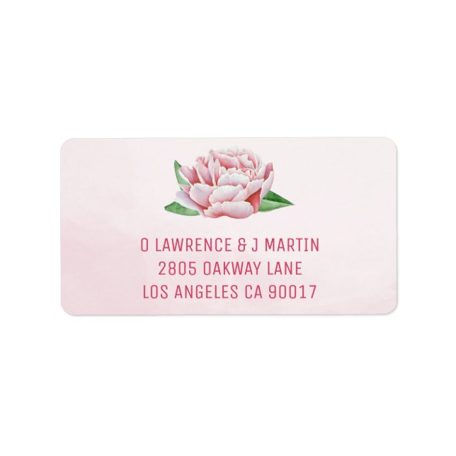 Pink Peony Address Labels Adressaufkleber (Vorne)