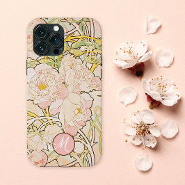 Pink Peony Alphonse Mucha Monogram Case-Mate iPhone Hülle