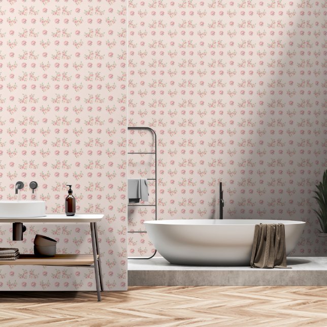 Pink Peony and Rose Pattern Tapete (Badezimmer)