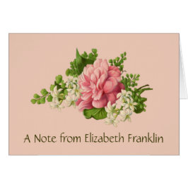 Pink Peony and White Jasmine, Blank Notecard,