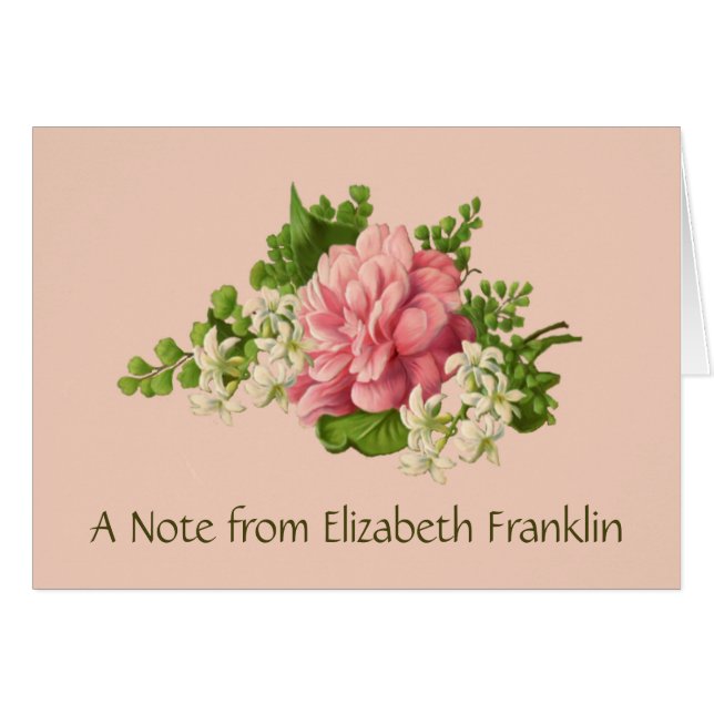 Pink Peony and White Jasmine, Blank Notecard, (Vorderseite (Horizontal))