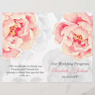 Pink Peony Bifold Hochzeitsprogramm