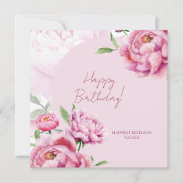 Pink Peony Birthday Folded Greeting Card Karte