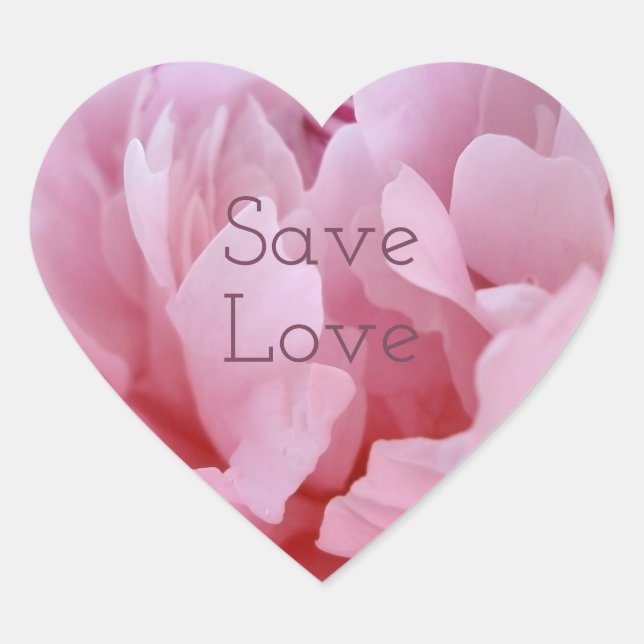 Pink Peony Blossom.text. Herz-Aufkleber (Vorderseite)