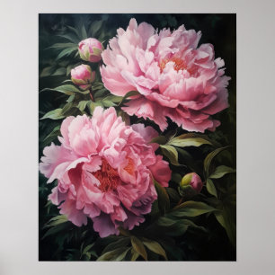 Pink Peony Blume Art Print Poster