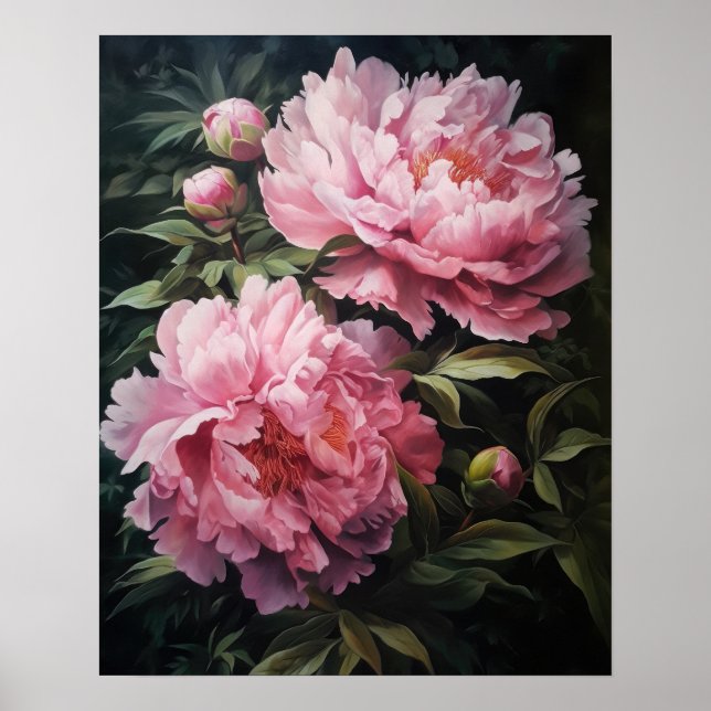 Pink Peony Blume Art Print Poster (Vorne)