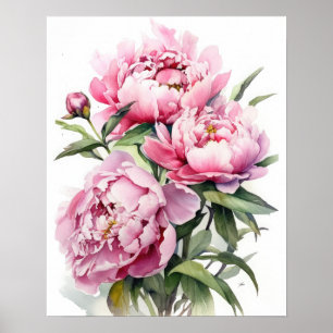 Pink Peony Blume Art Print Poster