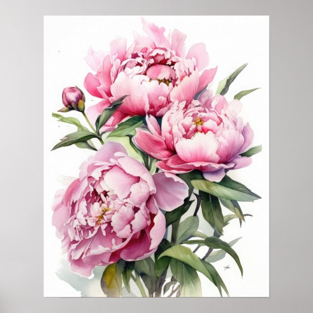 Pink Peony Blume Art Print Poster (Vorne)