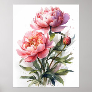 Pink Peony Blume Art Print Poster