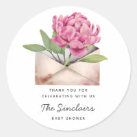 Pink Peony Blume Babydusche per Mail Gefallen