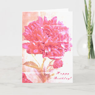 Pink Peony Blume Happy Birthday Karte