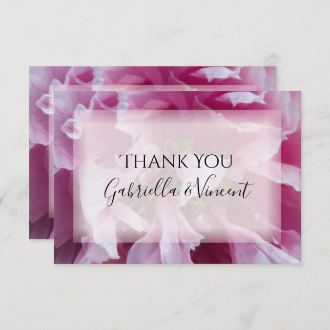 Pink Peony Blume Hochzeit Flat Danke Notizen Einladung (Vorne/Hinten)