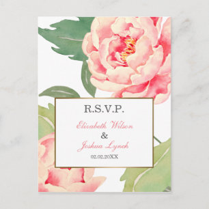 Pink Peony Blume Hochzeit Rsvp Einladungspostkarte